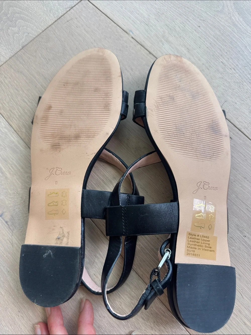 J. Crew Black Studded Strappy Flat Sandals